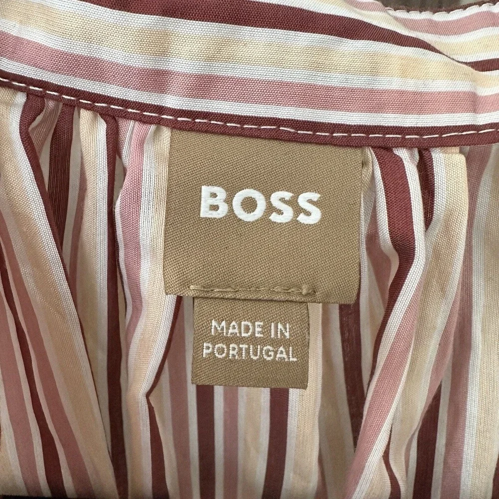 NEW BOSS Striped Bateco Shirt Top Tie Neck Long Sleeve Women's US 6 - Picture 6 of 6